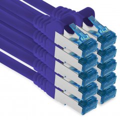 1aTTack CAT6a Ethernet 5m Netzwerkkabel RJ45 Patchkabel SFTP PIMF 10Gbit/s 10x Violett
