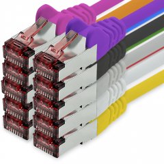 freiwerk CAT.6 Netzwerkkabel Ethernetkabel Lankabel 10x 0,25m 10 Farben S/FTP PIMF 1 Gbit/s
