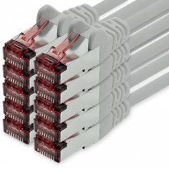 freiwerk CAT.6 Netzwerkkabel Ethernetkabel Lankabel 10x 7,5m grau S/FTP PIMF 1 Gbit/s
