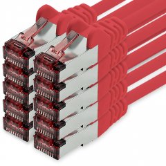 freiwerk CAT.6 Netzwerkkabel Ethernetkabel Lankabel 10x 0,5m rot S/FTP PIMF 1 Gbit/s