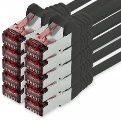 freiwerk CAT.6 Netzwerkkabel Ethernetkabel Lankabel 10x 2m schwarz S/FTP PIMF 1 Gbit/s