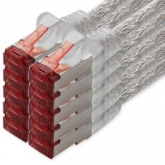 freiwerk CAT.6 Netzwerkkabel Ethernetkabel Lankabel 10x 2m transparent S/FTP PIMF 1 Gbit/s