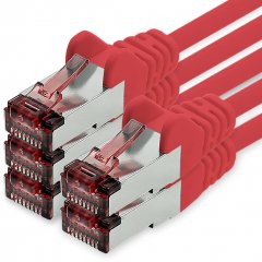 freiwerk CAT.6 Netzwerkkabel Ethernetkabel Lankabel 5x 0,5m rot S/FTP PIMF 1 Gbit/s
