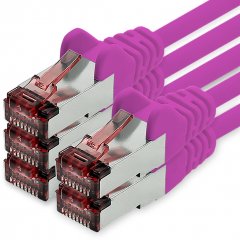 freiwerk CAT.6 Netzwerkkabel Ethernetkabel Lankabel 5x 5m magenta S/FTP PIMF 1 Gbit/s