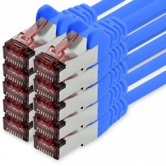 1CONN CAT6 Netzwerkkabel 0,25m Ethernetkabel Lankabel S/FTP PIMF 10 Gbit/s 10x blau