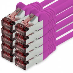 1CONN CAT6 Netzwerkkabel 1m Ethernetkabel Lankabel S/FTP PIMF 10 Gbit/s 10x magenta