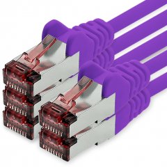1CONN CAT6 Netzwerkkabel 1m Ethernetkabel Lankabel S/FTP PIMF 10 Gbit/s 5x violett
