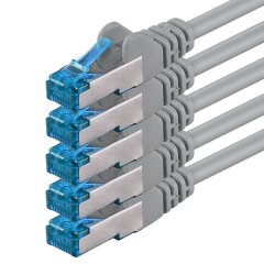 freiwerk CAT6a Netzwerkkabel 0,25m Ethernetkabel Lankabel S/FTP PIMF 10 Gbit/s 5x grau