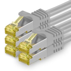 freiwerk Cat.7 Lan-Netzwerk-Kabel 0,25m RJ45 CAT6a Stecker SFTP PIMF LSZH 10Gb/s 5x Grau