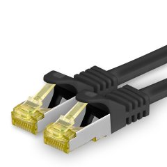 1CONN Cat7 Patchkabel 1x 10m S/FTP PiMF RJ45 Cat6a Stecker LAN Kabel Ethernet schwarz