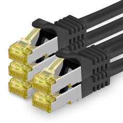 1CONN Cat7 Patchkabel 5x 0,5m S/FTP PiMF RJ45 Cat6a Stecker LAN Kabel Ethernet schwarz