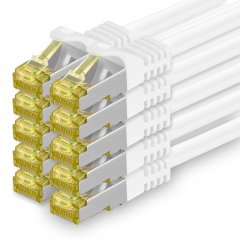 1CONN Cat7 Patchkabel 10x 0,5m S/FTP PiMF RJ45 Cat6a Stecker LAN Kabel Ethernet wei�