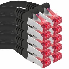 1aTTack CAT6 Netzwerk-Kabel 0,25m LAN-Kabel Ethernet Patchkabel SFTP RJ45 10 St�ck Schwarz