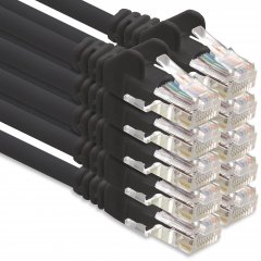 1CONN CAT6 Lankabel 0,25m Netzwerkkabel Patchkabel Ethernetkabel UTP 1 Gbit/s 10x schwarz
