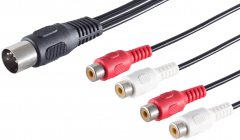 1aTTack Audio Kabel 3x 0,2m 5 pol DIN Stecker auf 4 Cinchbuchsen