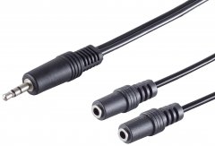 1aTTack 5x 3,5mm Splitter 0,2m auf 2x Klinke Buchse schwarz f�r Kopfh�rer