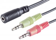1aTTack 5x Headset Y Adapter 0,15m TRRS auf 2x Klinke CTIA schwarz