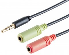 1aTTack 5x Headset Y Adapter 0,25m TRRS auf 2x Klinke CTIA schwarz