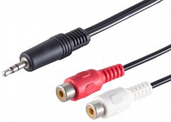 1aTTack 3,5mm auf 2x Cinch Buchse Adapter 1,5m schwarz HiFi Verst�rker