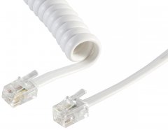 1aTTack H�rer Kabel 1x 2m RJ10 Telefonh�rer Spiralkabel wei�