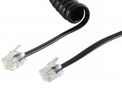 1aTTack H�rer Kabel 1x 7,5m RJ10 Telefonh�rer Spiralkabel schwarz