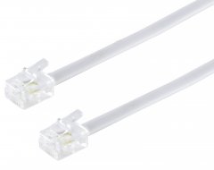 1aTTack Telefonkabel 10m RJ11 6/4 auf RJ11 6/4 Flachkabel 4-adrig wei�