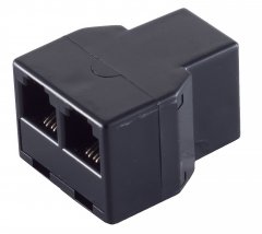 1aTTack RJ11 Adapter auf 2x RJ11 Kupplung vergoldet schwarz f�r Telefon Fax DSL