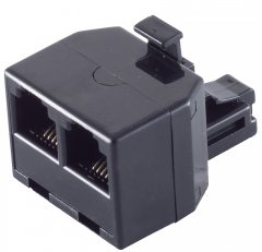 1aTTack RJ11 Adapter Stecker auf 2x RJ11 Kupplung vergoldet schwarz Telefon DSL