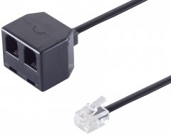 1aTTack RJ10 Adapter 0,15m Stecker auf 2x RJ10 Kupplung vergoldet f�r H�rer Kabel