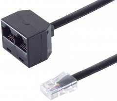 1aTTack RJ45 Adapter 0,1m Stecker auf 2x Buchse 8/8 vergoldet schwarz
