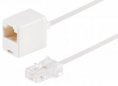 1aTTack RJ45 Telefon Verl�ngerung 6m Western 8/4 Stecker auf Kupplung wei�